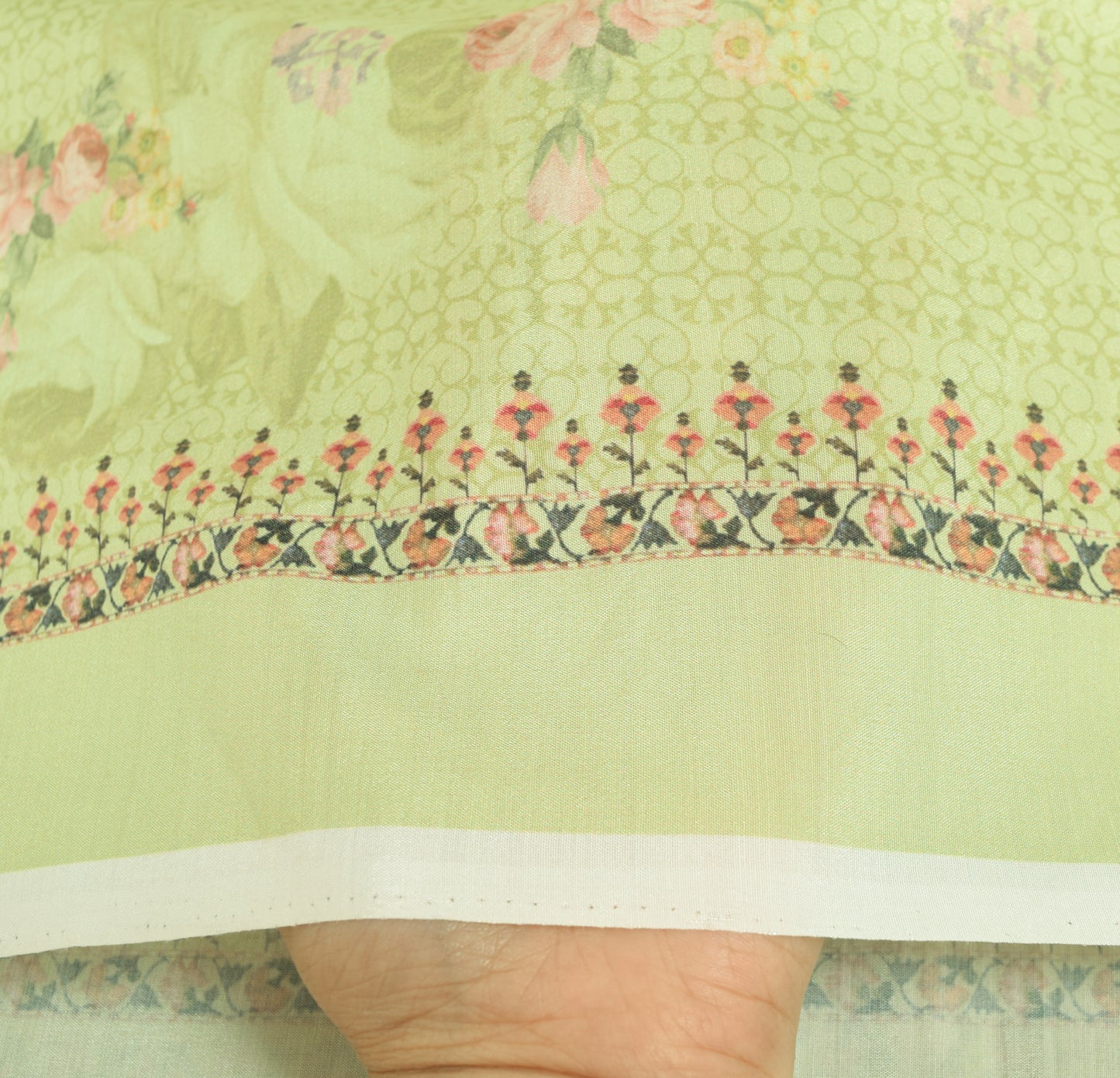 Sushila Vintage Pista Green Dupatta Art Silk Digital Printed Floral Stole Hijab