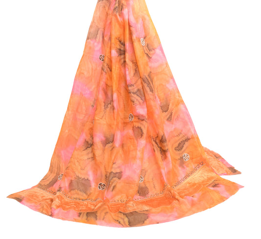 Sushila Vintage Multi-Color Silk Dupatta Abstract Printed Long Stole Scarves