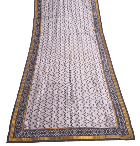 Sushila Vintage Gray Ikkat Patola Hand Wovne Dupatta 100% Pure Silk Long Stole