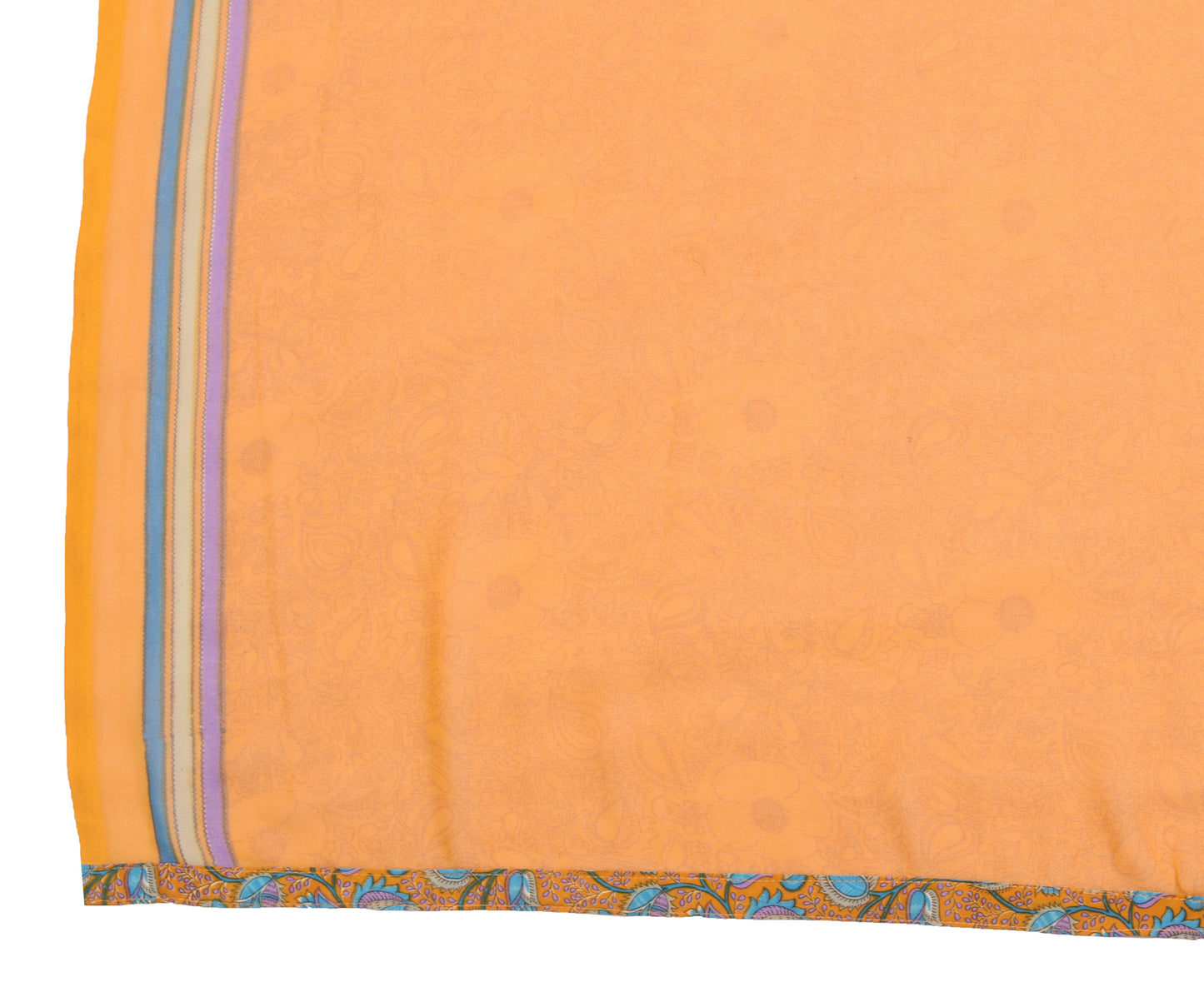 Sushila Vintage Yellow Floral Printed Dupatta Georgette Silk Long Stole Scarves