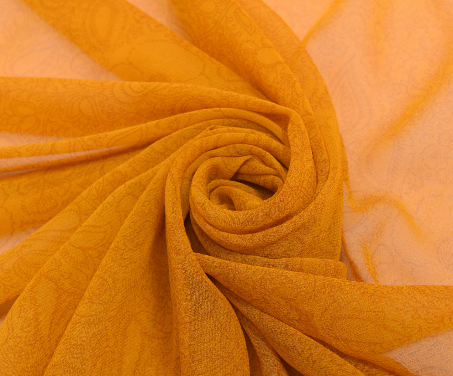 Sushila Vintage Yellow Floral Printed Dupatta Georgette Silk Long Stole Scarves