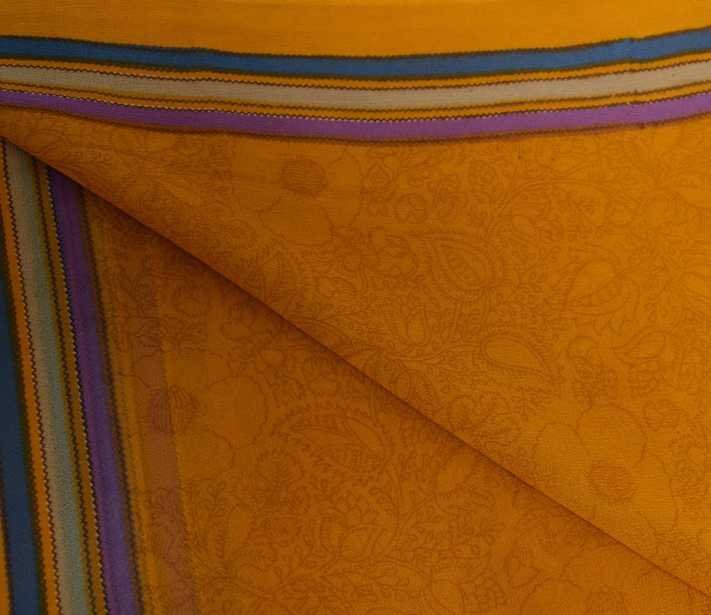 Sushila Vintage Yellow Floral Printed Dupatta Georgette Silk Long Stole Scarves