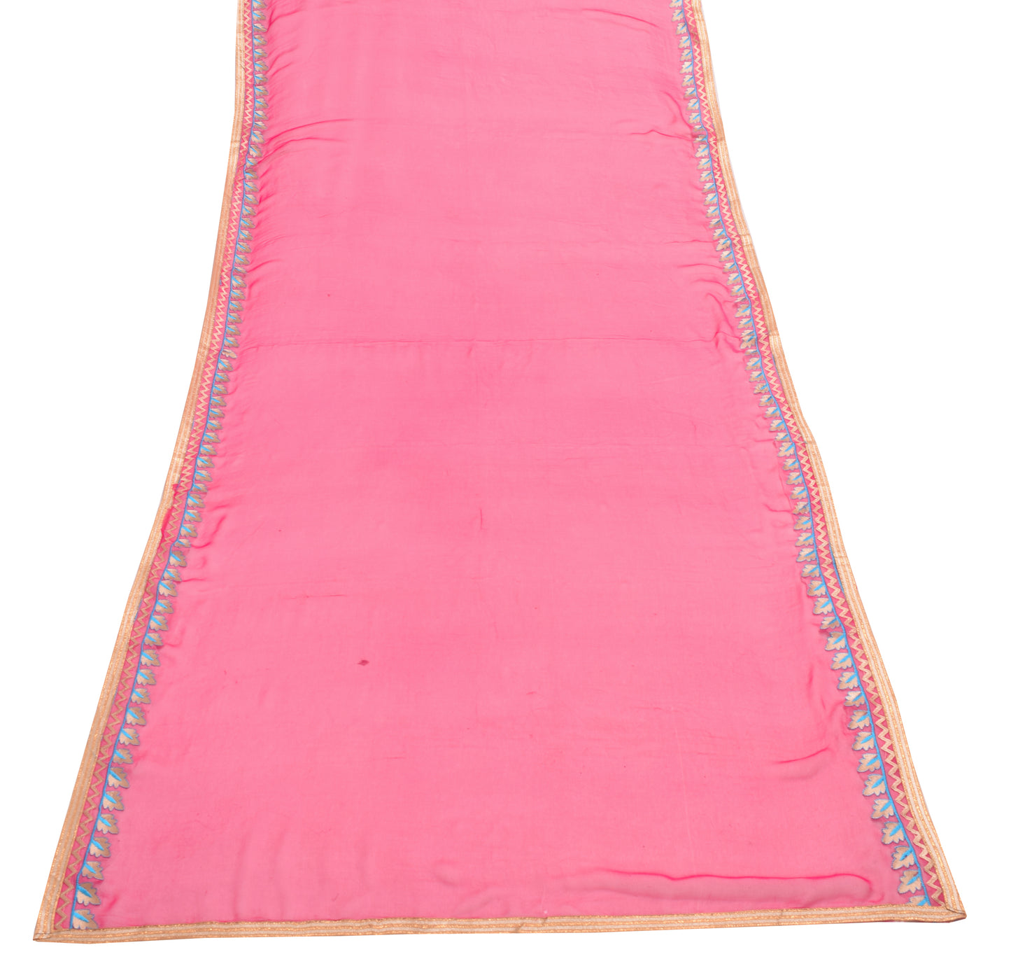 Sushila Vintage Magenta 100% Pure Chiffon Silk Dupatta Embroidered Long Stole
