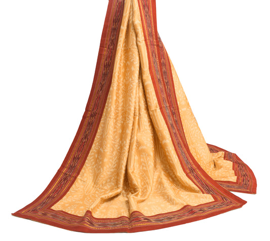 Sushila Vintage Peach Hand Woven Ikkat Patola Dupatta 100% Pure Silk Long Stole