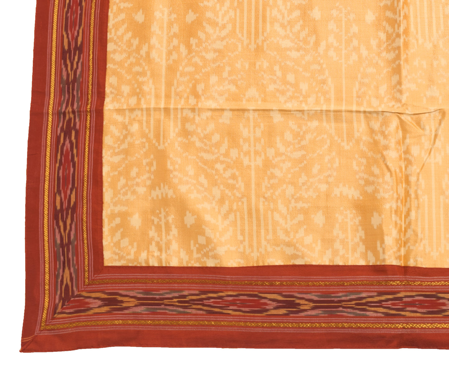Sushila Vintage Peach Hand Woven Ikkat Patola Dupatta 100% Pure Silk Long Stole