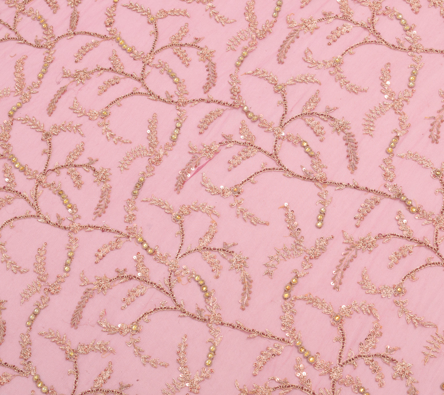 Sushila Vintage Pink Hand Beaded Heavy Dupatta Net Mesh Ethnic Floral Long Stole