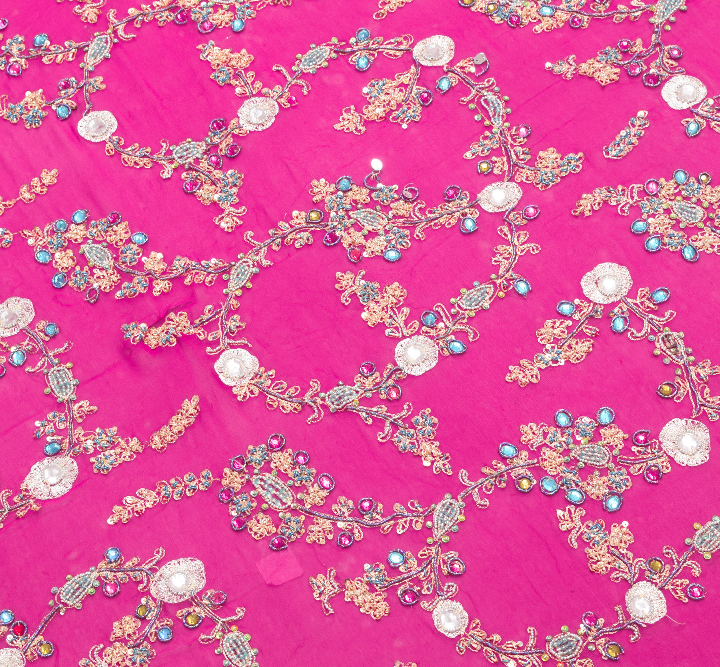 Sushila Vintage Magenta Pure Georgette Silk Heavy Dupatta Hand Beaded Long Stole