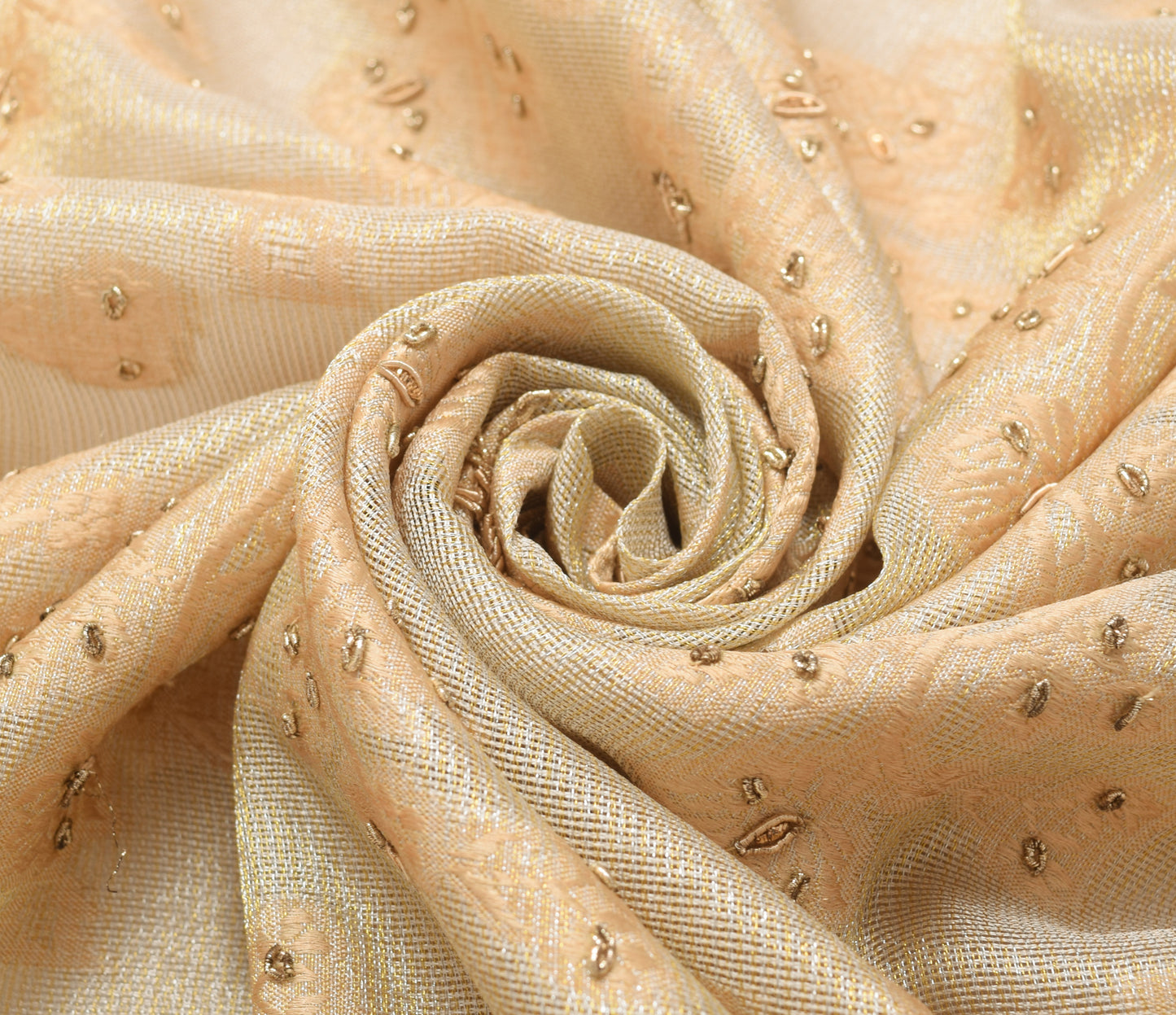 Sushila Vintage Beige Hand Beaded Heavy Dupatta Blend Tissue Floral Long Stole