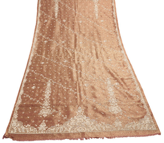 Sushila Vintage Maroon Zardozi Work Heavy Dupatta Blend Tissue Floral Long Stole