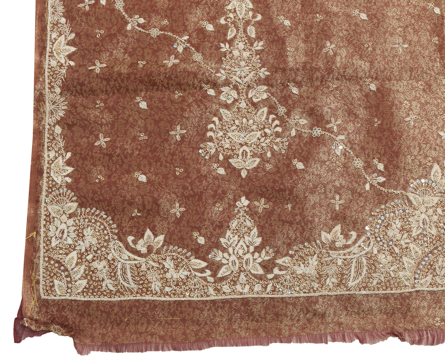 Sushila Vintage Maroon Zardozi Work Heavy Dupatta Blend Tissue Floral Long Stole