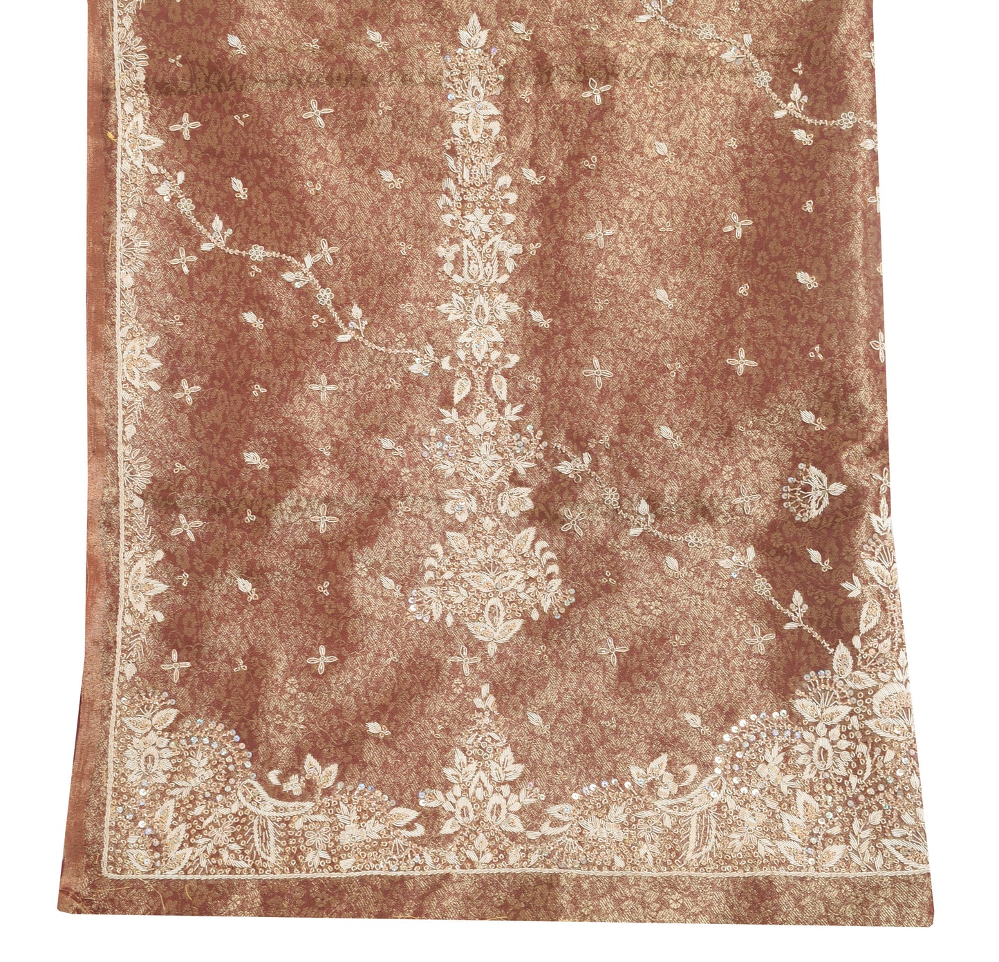 Sushila Vintage Maroon Zardozi Work Heavy Dupatta Blend Tissue Floral Long Stole
