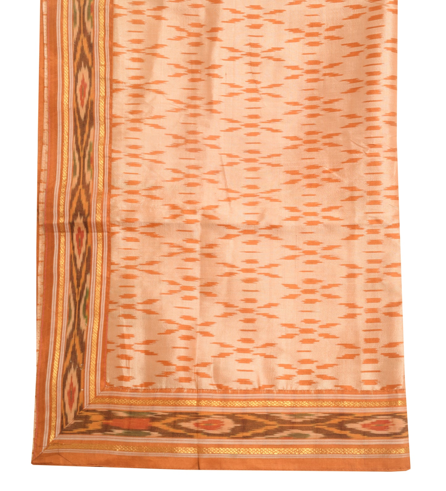 Sushila Vintage Peach 100% Pure Silk Dupatta Hand Woven Ikkat Patola Long Stole