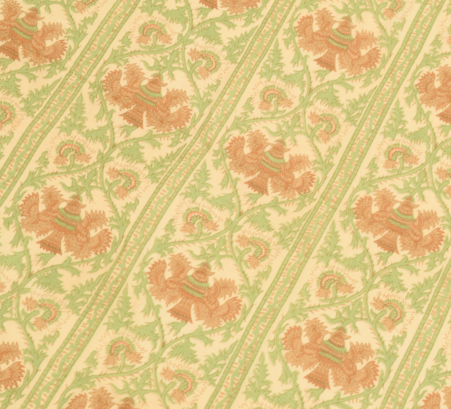 Sushila Vintage Cream Floral Dupatta 100%Pure Crepe Silk Printed Long Stole Wrap