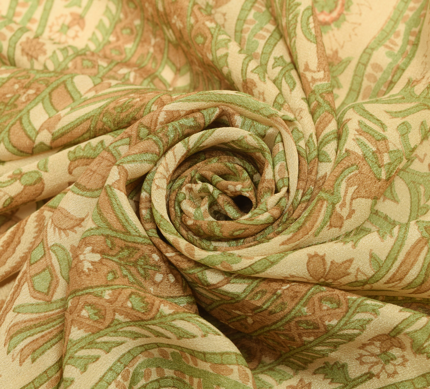 Sushila Vintage Cream Floral Dupatta 100%Pure Crepe Silk Printed Long Stole Wrap