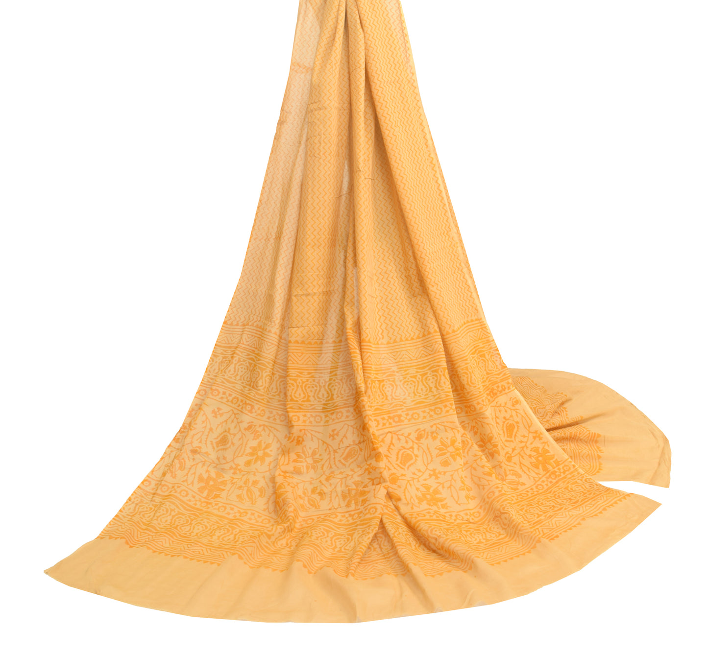 Sushila Vintage 100% Pure Cotton Dupatta Hand Block Printed Zig-Zag Long Stole