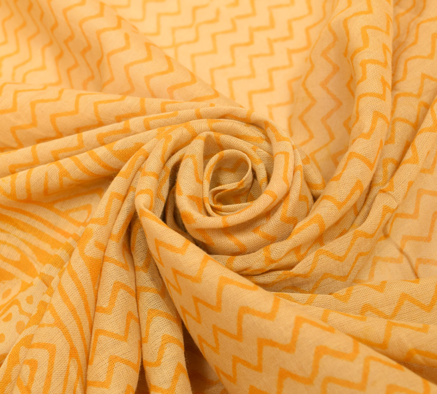 Sushila Vintage 100% Pure Cotton Dupatta Hand Block Printed Zig-Zag Long Stole