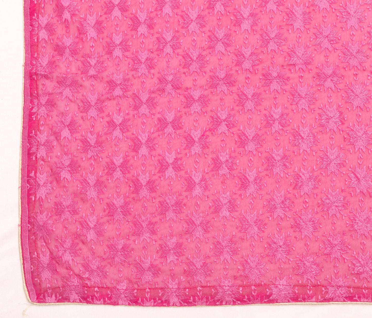 Sushila Vintage Magenta Chiffon Floral Dupatta Phulkari Embroidered Long Stole