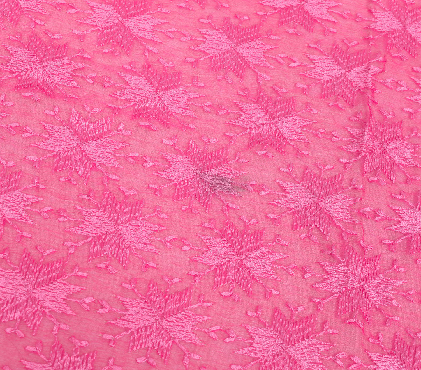 Sushila Vintage Magenta Chiffon Floral Dupatta Phulkari Embroidered Long Stole