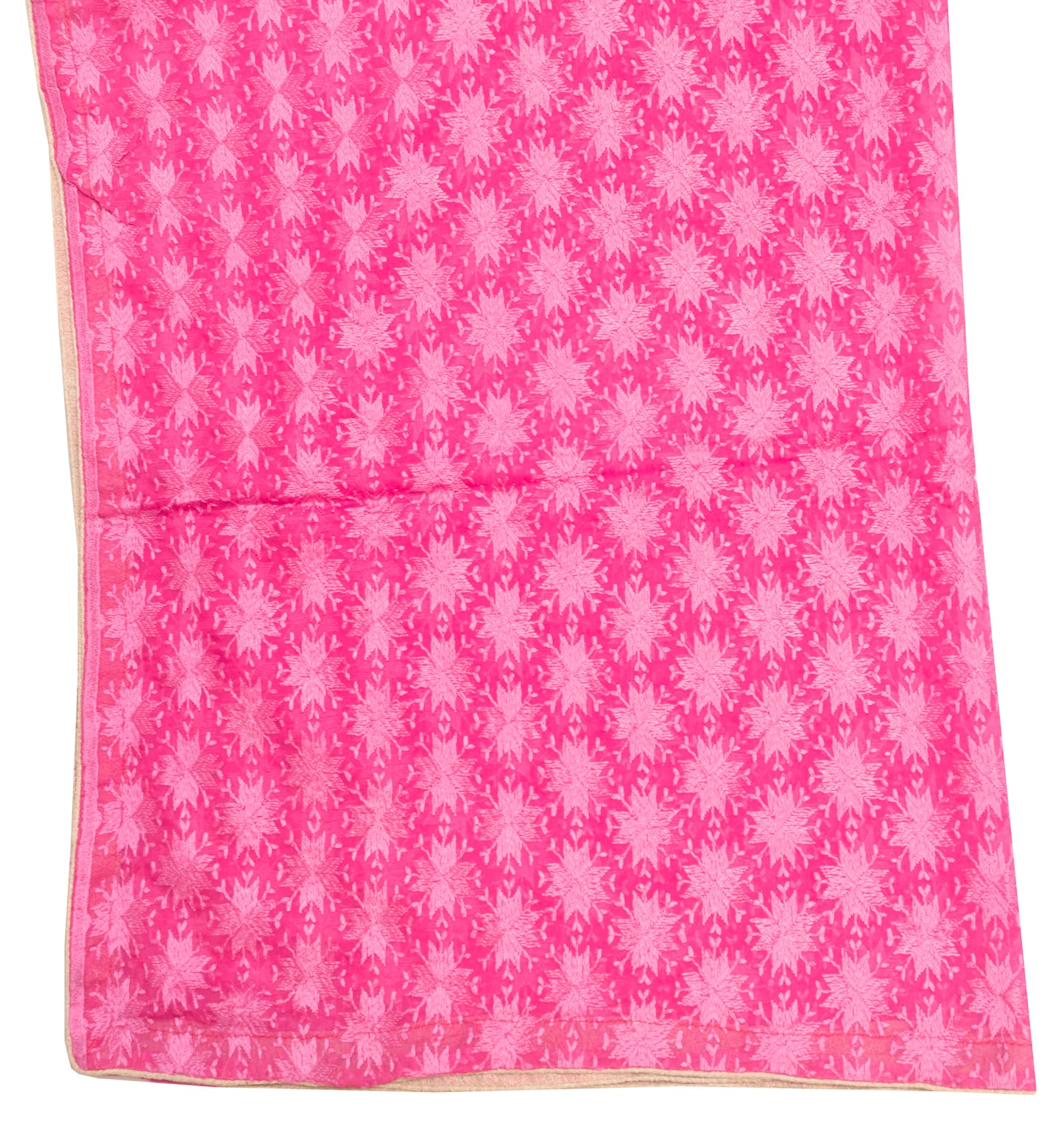Sushila Vintage Magenta Chiffon Floral Dupatta Phulkari Embroidered Long Stole