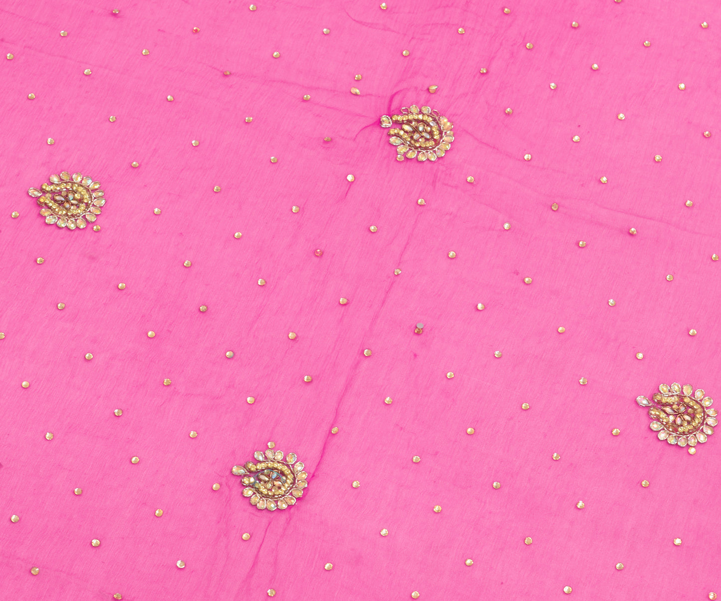 Sushila Vintage Hot Pink Heavy Dupatta Pure Chiffon Silk Hand Beaded Long Stole