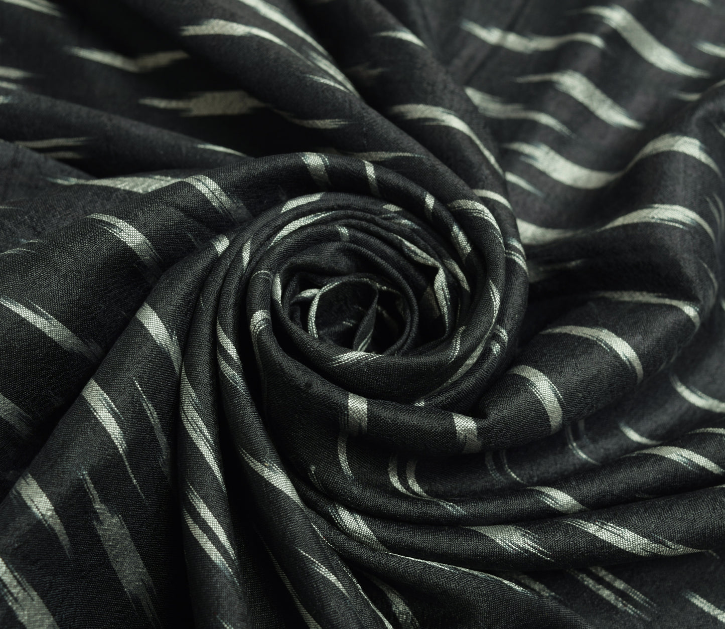 Sushila Vintage Black Hand Woven Ikkat Patola Dupatta 100% Pure Silk Long Stole