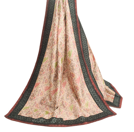 Sushila Vintage Hand Woven Ikkat Patola Dupatta 100% Pure Silk Soft Long Stole