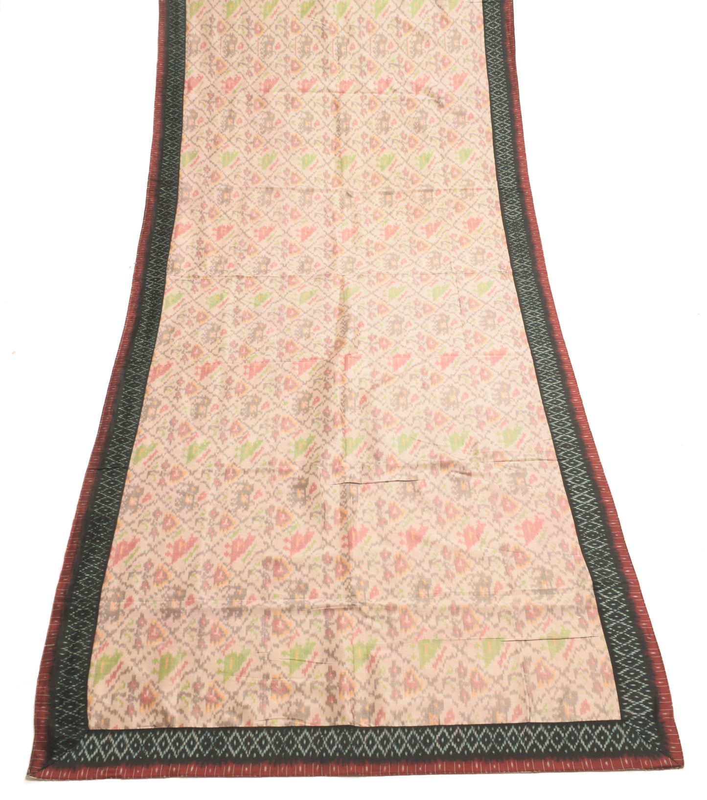 Sushila Vintage Hand Woven Ikkat Patola Dupatta 100% Pure Silk Soft Long Stole