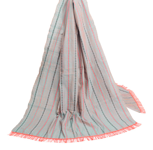 Sushila Vintage Dual Tone Dupatta 100% Pure Cotton Woven Fish Long Stole Scarves