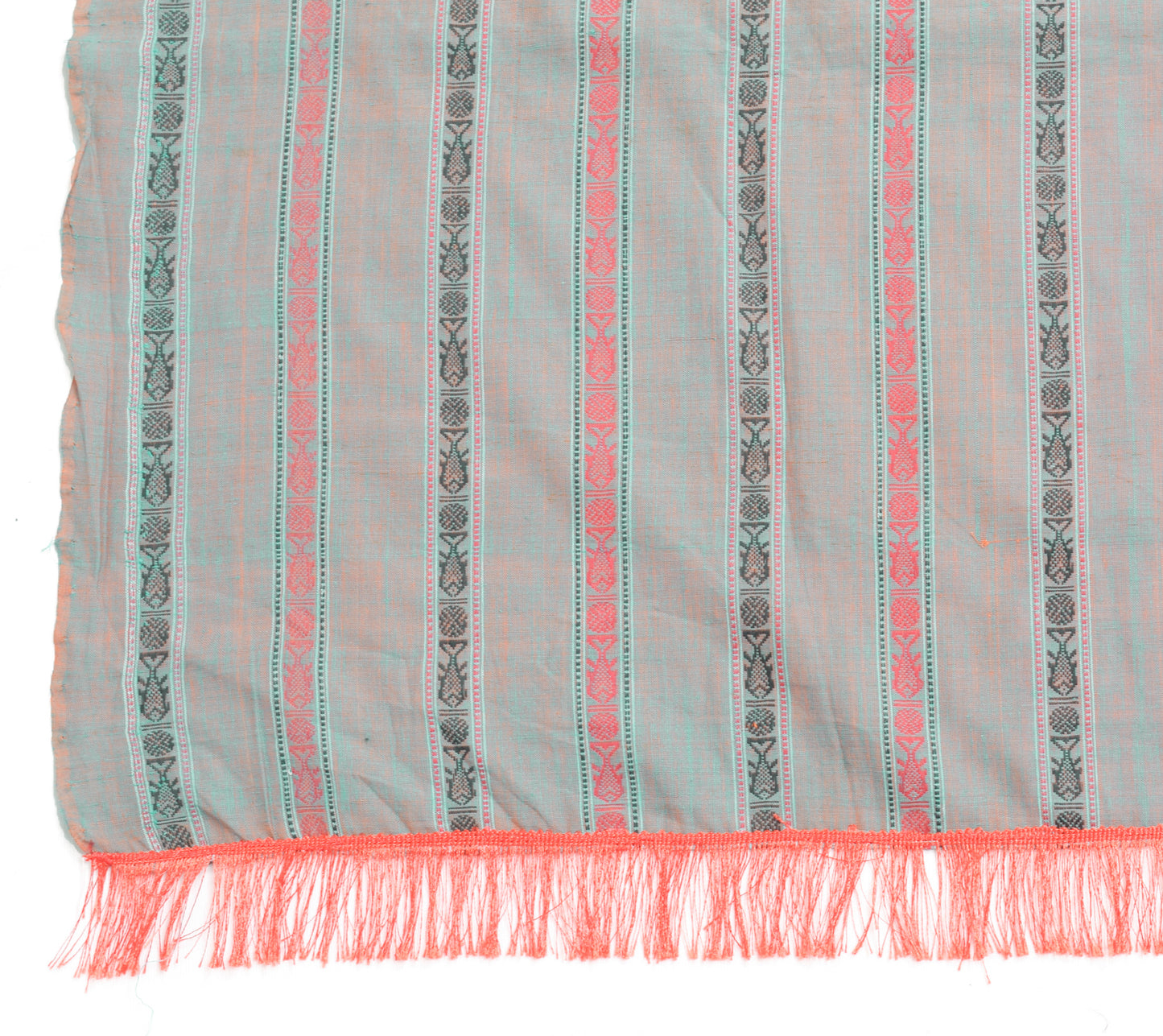 Sushila Vintage Dual Tone Dupatta 100% Pure Cotton Woven Fish Long Stole Scarves