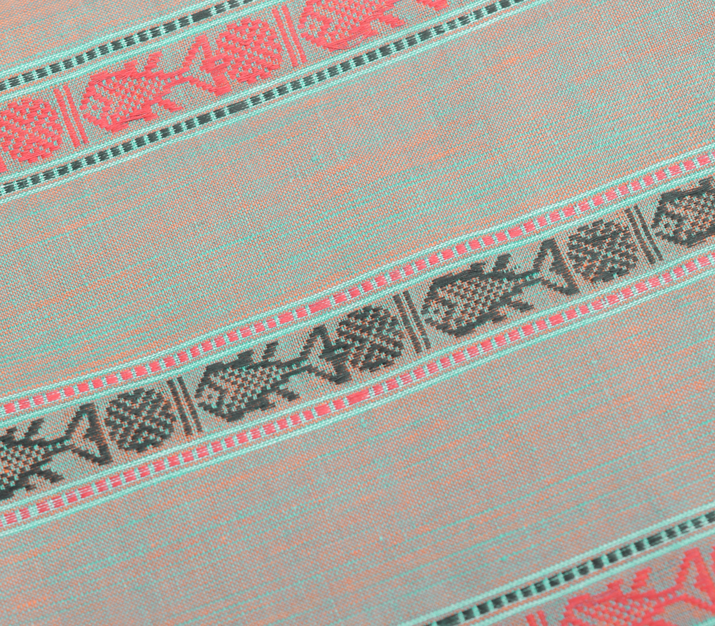 Sushila Vintage Dual Tone Dupatta 100% Pure Cotton Woven Fish Long Stole Scarves