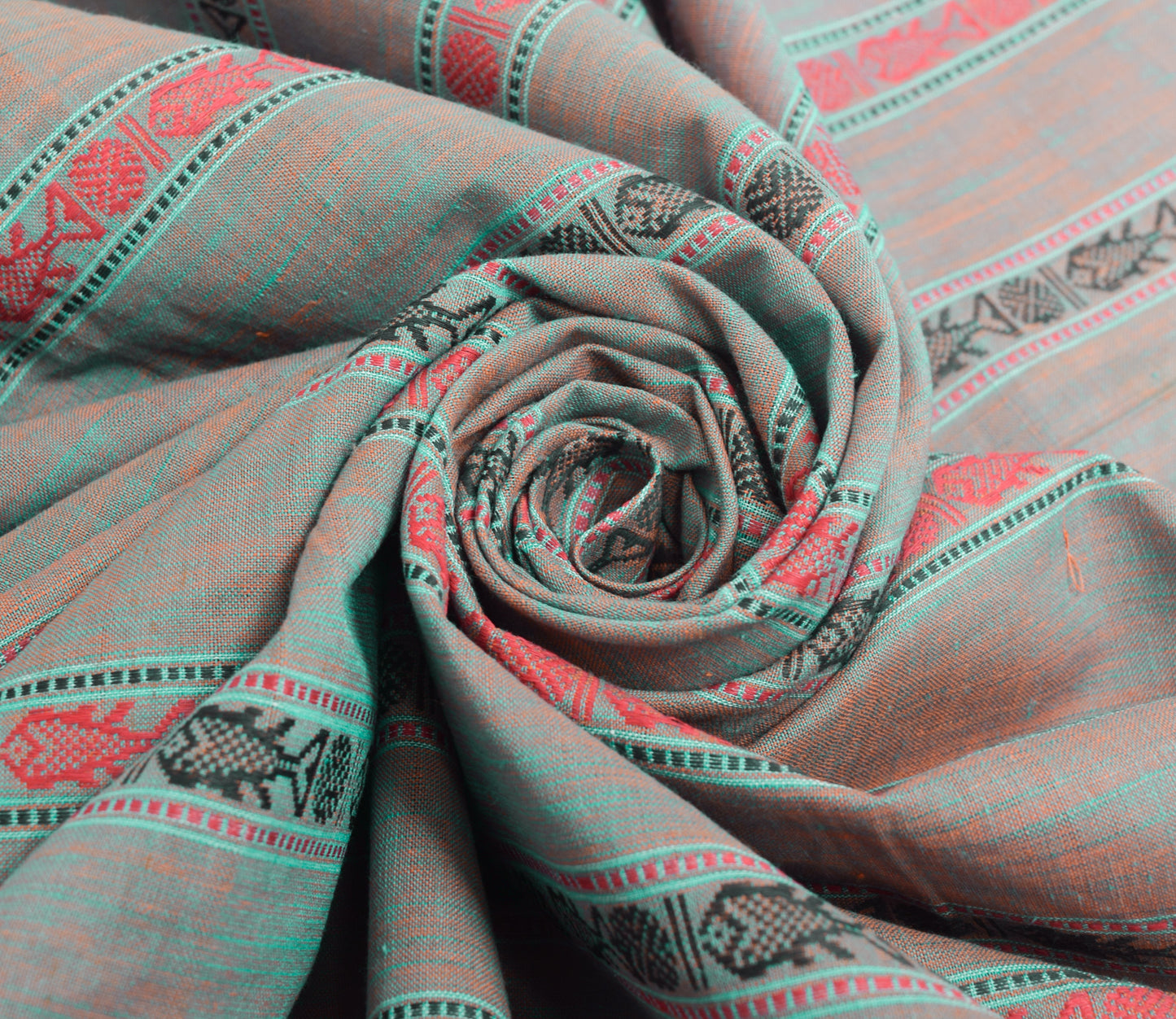 Sushila Vintage Dual Tone Dupatta 100% Pure Cotton Woven Fish Long Stole Scarves