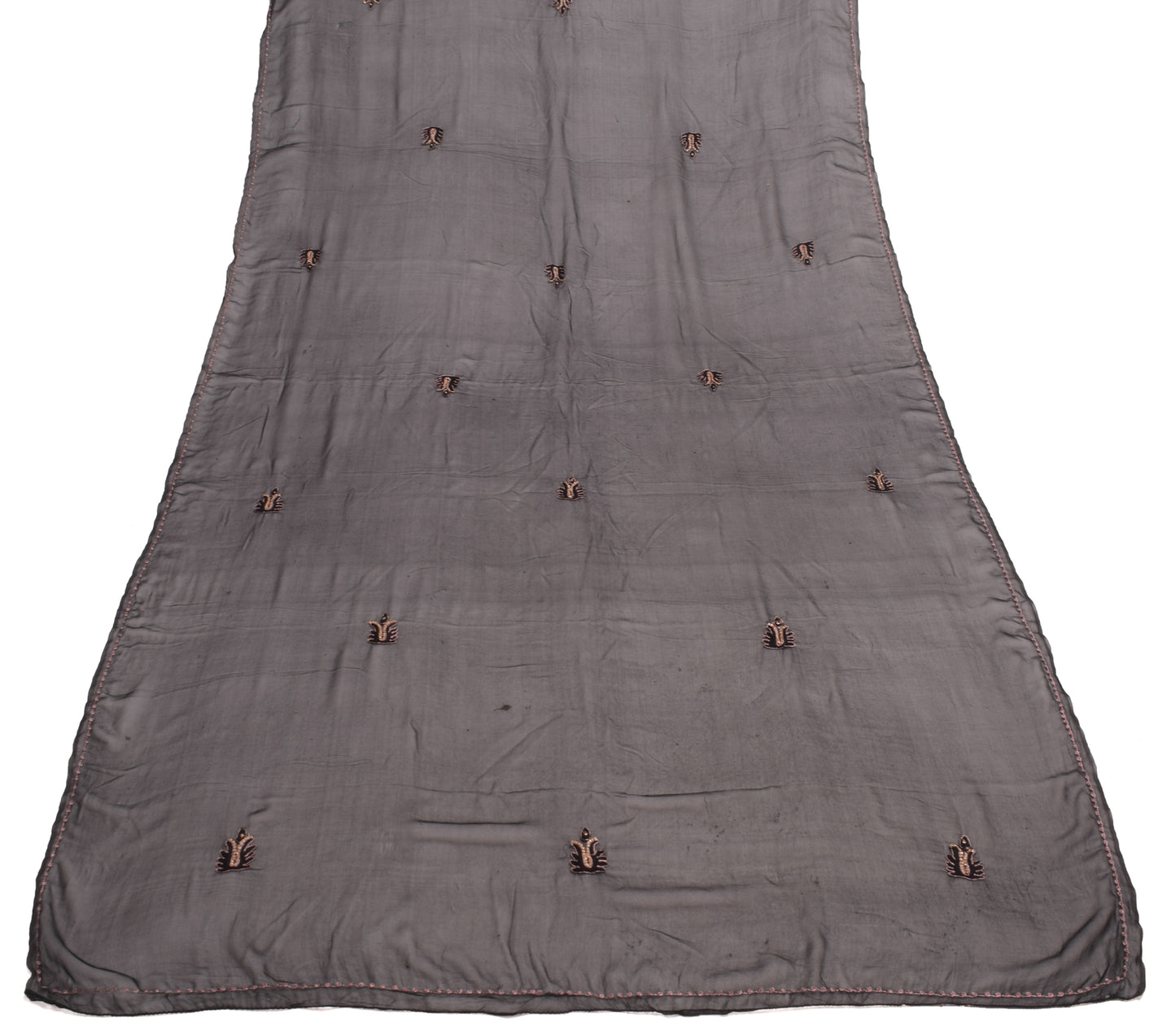 Sushila Vintage Black 100% Pure Georgette Silk Dupatta Embroidered Long Stole