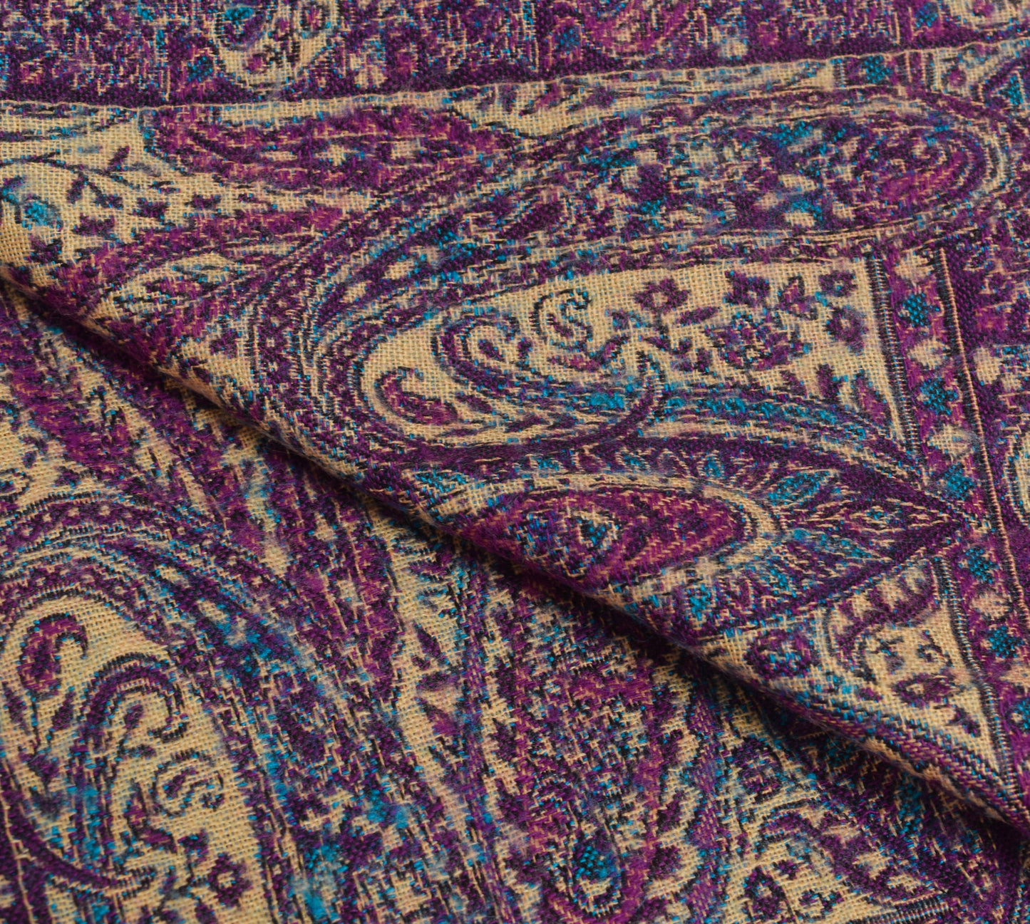 Sushila Vintage Purple Dupatta Blend Woolen Woven Paisley Long Stole Shawl