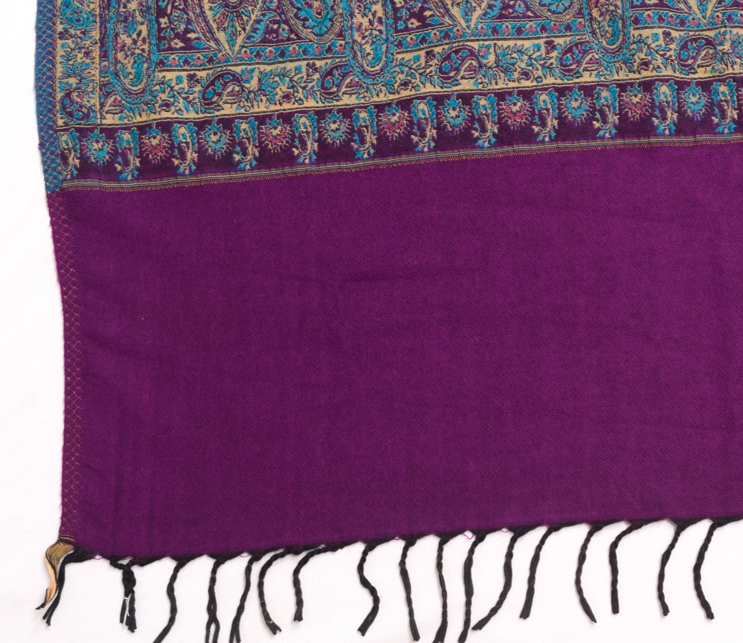 Sushila Vintage Purple Dupatta Blend Woolen Woven Paisley Long Stole Shawl