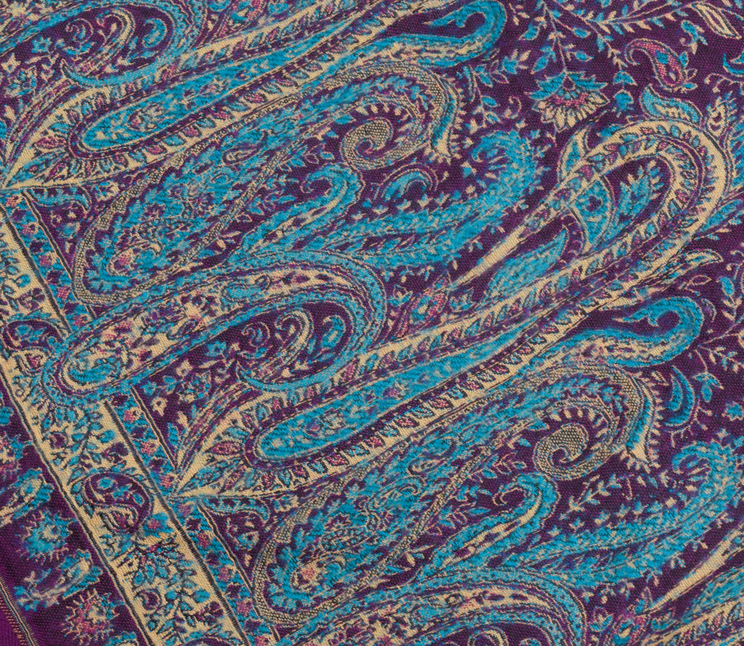 Sushila Vintage Purple Dupatta Blend Woolen Woven Paisley Long Stole Shawl