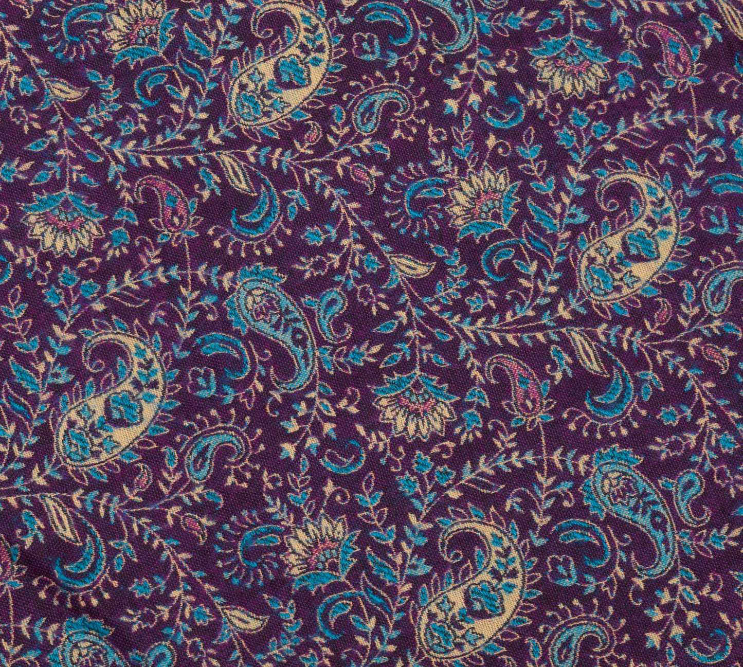 Sushila Vintage Purple Dupatta Blend Woolen Woven Paisley Long Stole Shawl