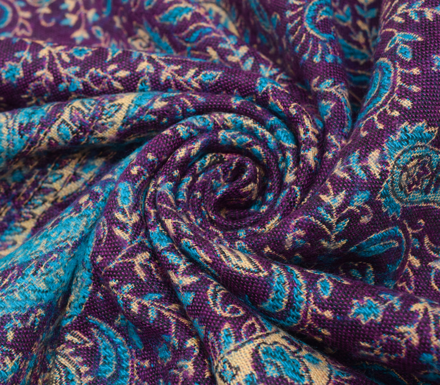 Sushila Vintage Purple Dupatta Blend Woolen Woven Paisley Long Stole Shawl