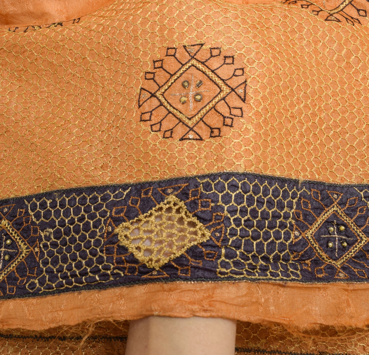 Sushila Vintage Brown 100% Pure Silk Dupatta Embroidered Floral Long Stole Wrap