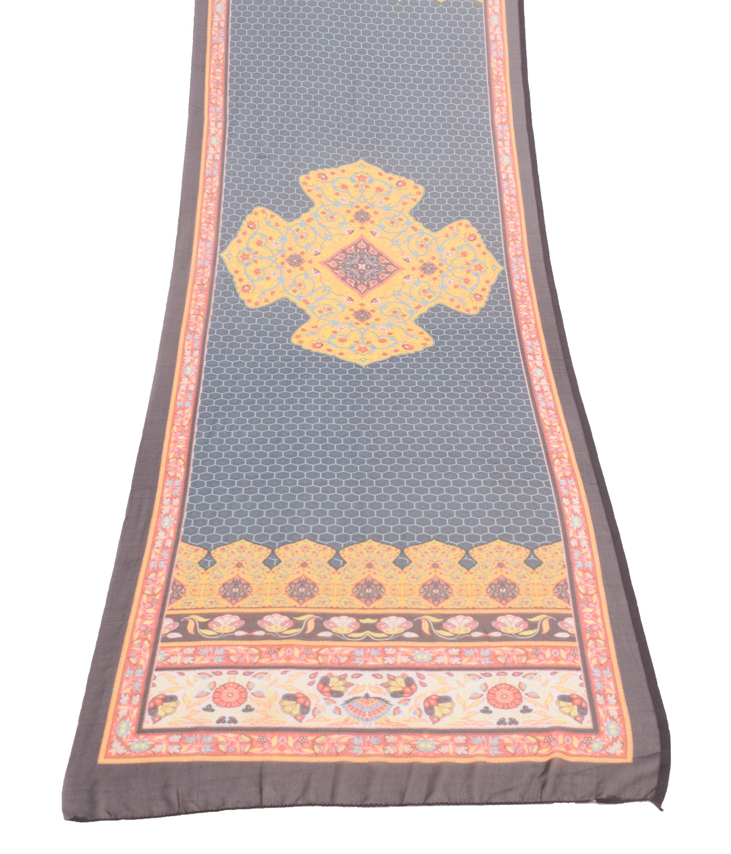 Sushila Vintage Teal Blue Geometrical Printed Dupatta Georgette Silk Long Stole