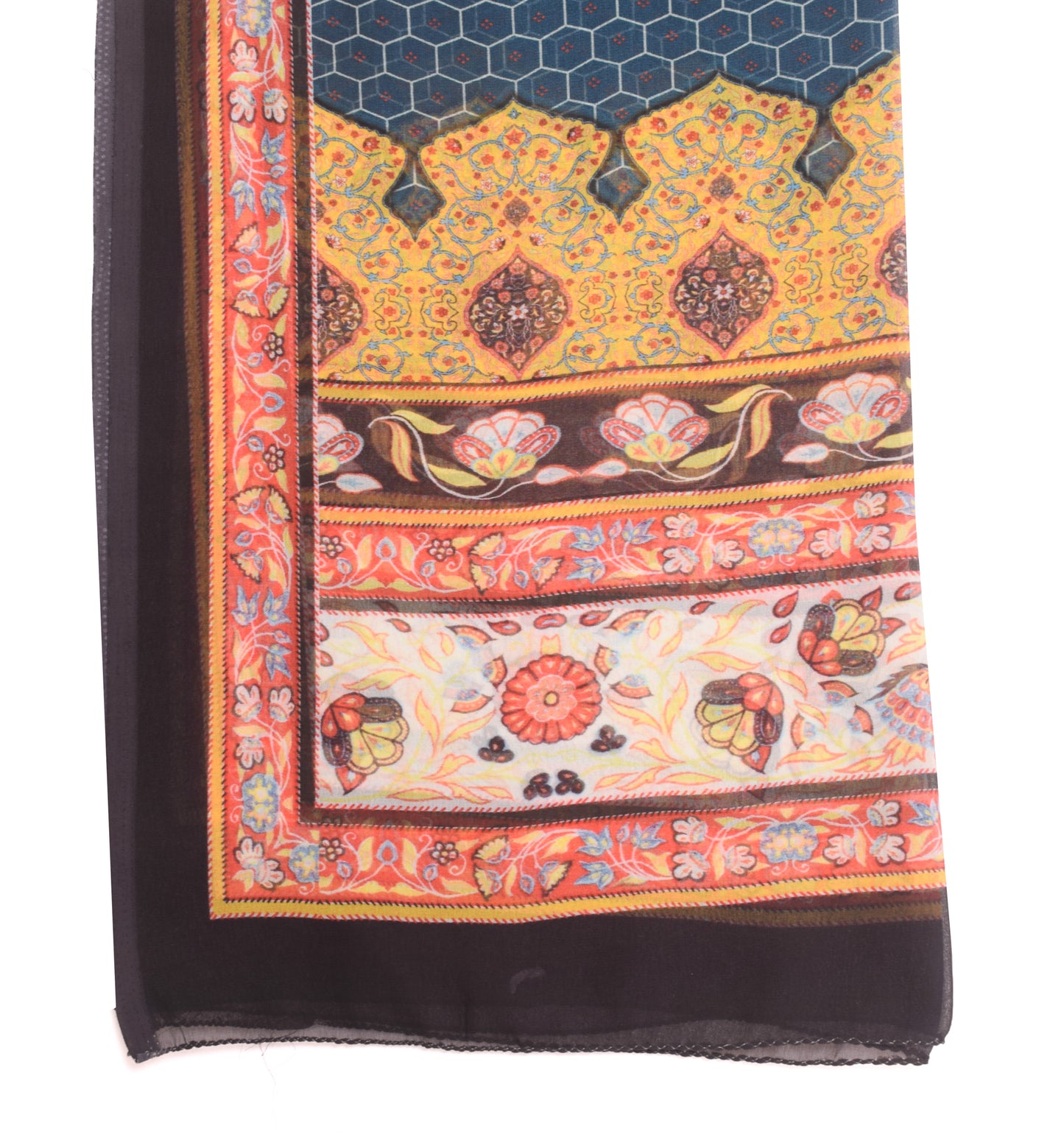 Sushila Vintage Teal Blue Geometrical Printed Dupatta Georgette Silk Long Stole