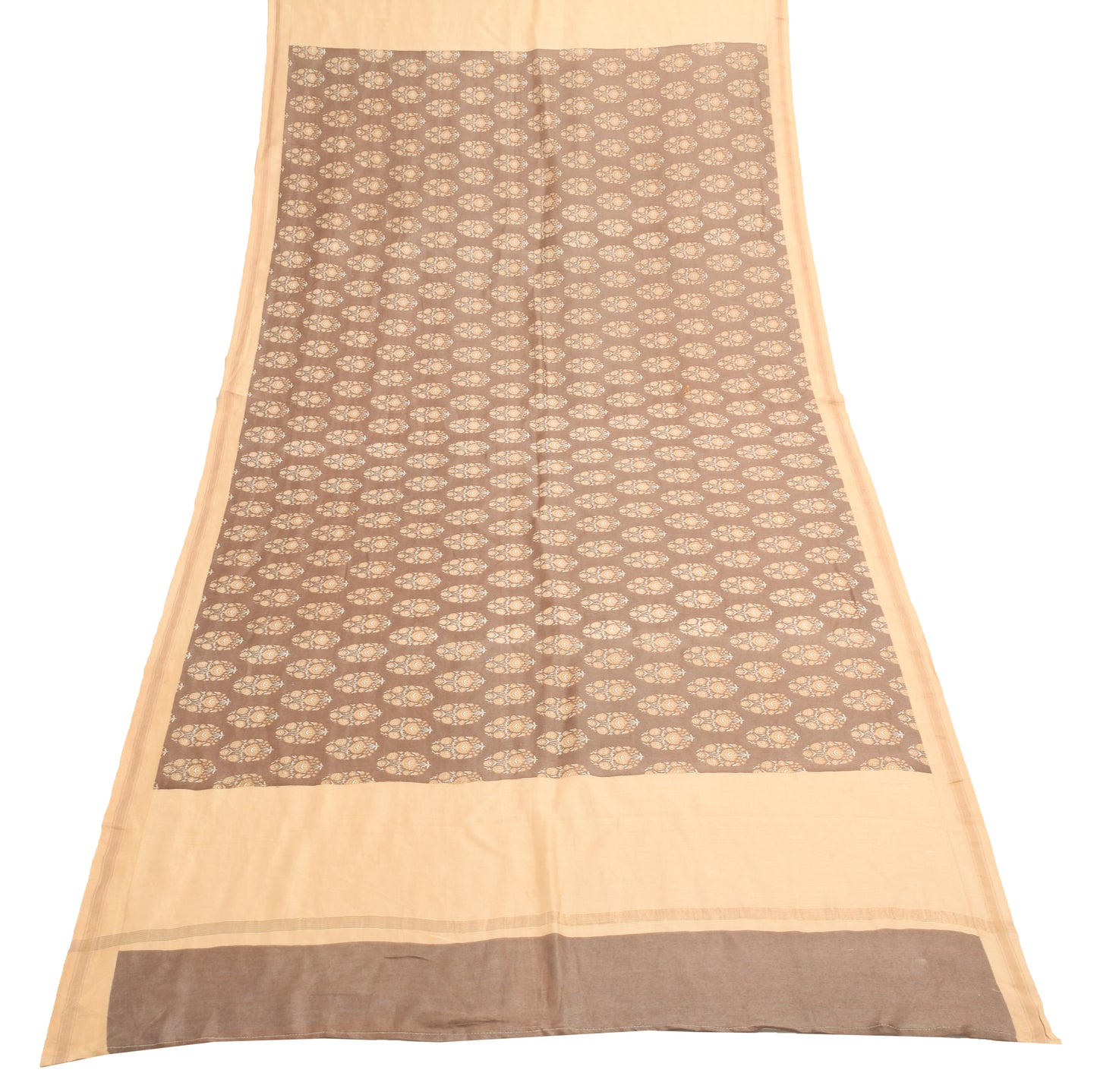 Sushila Vintage Brown Floral Dupatta 100% Pure Cotton Printed Soft Long Stole