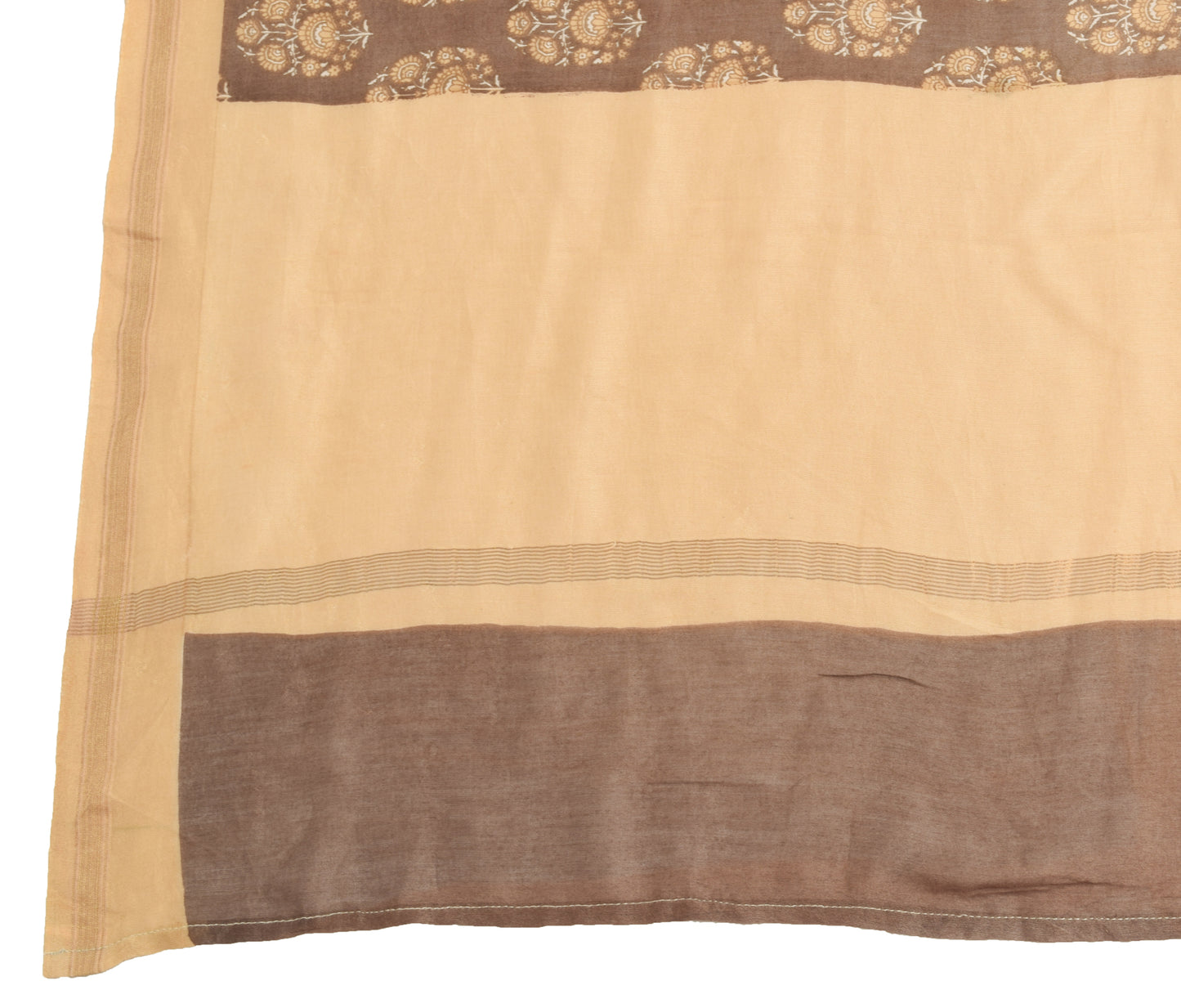 Sushila Vintage Brown Floral Dupatta 100% Pure Cotton Printed Soft Long Stole