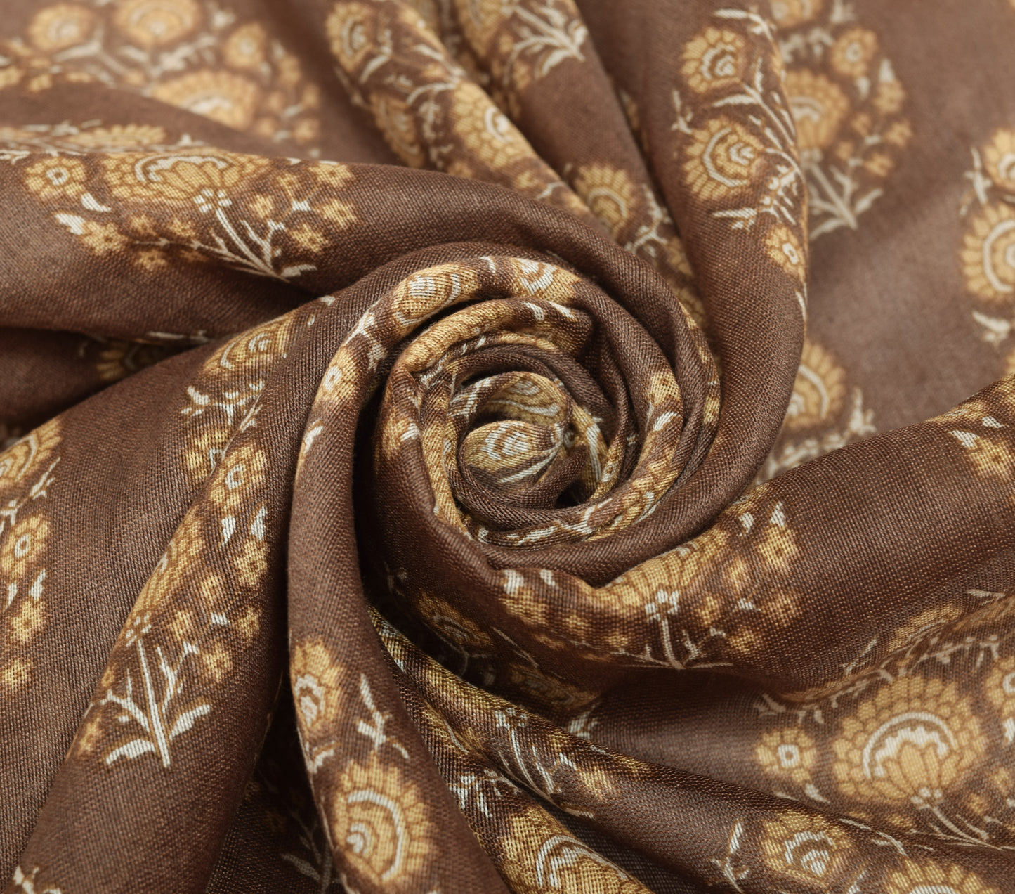 Sushila Vintage Brown Floral Dupatta 100% Pure Cotton Printed Soft Long Stole