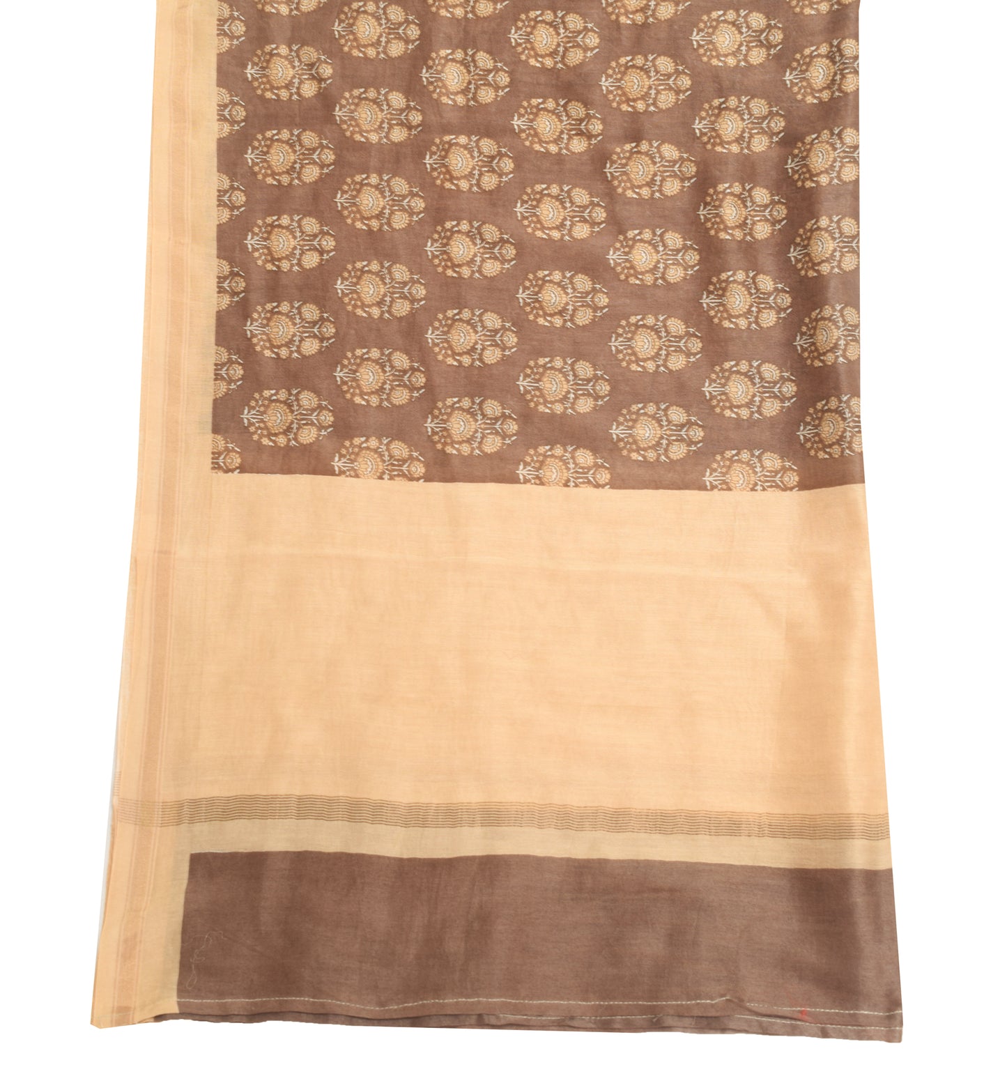 Sushila Vintage Brown Floral Dupatta 100% Pure Cotton Printed Soft Long Stole