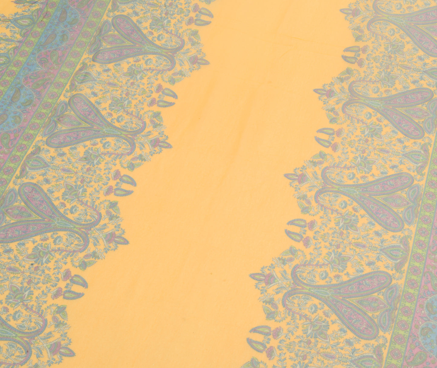 Sushila Vintage Yellow Blend Georgette Silk Dupatta Paisley Printed Long Stole