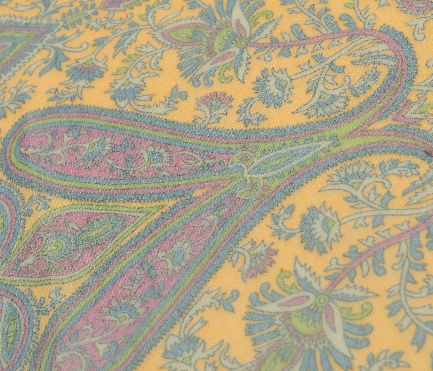 Sushila Vintage Yellow Blend Georgette Silk Dupatta Paisley Printed Long Stole