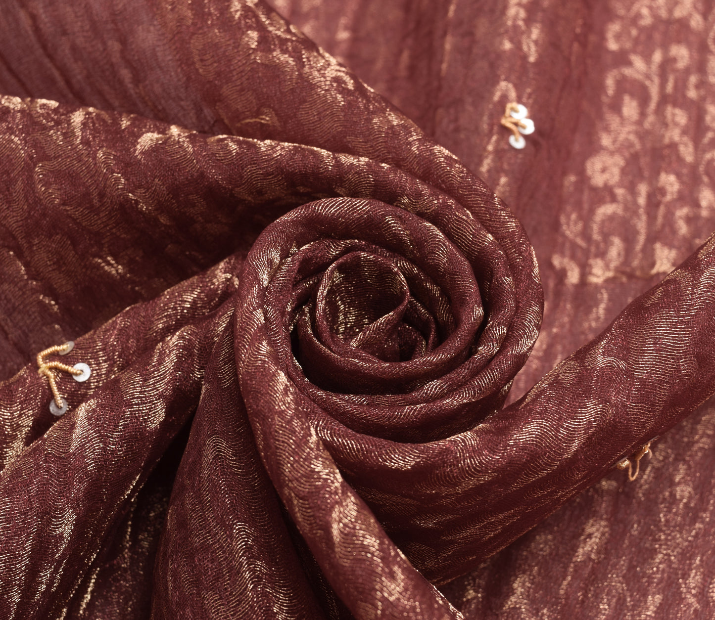 Sushila Vintage Maroon Hand Beaded Dupatta Blend Tissue Floral Long Stole Veil