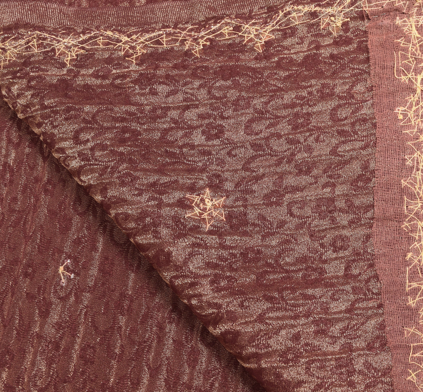 Sushila Vintage Maroon Hand Beaded Dupatta Blend Tissue Floral Long Stole Veil