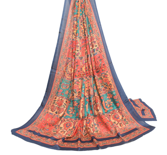 Sushila Vintage Multi-Color Art Silk Dupatta Digital Printed Floral Long Stole