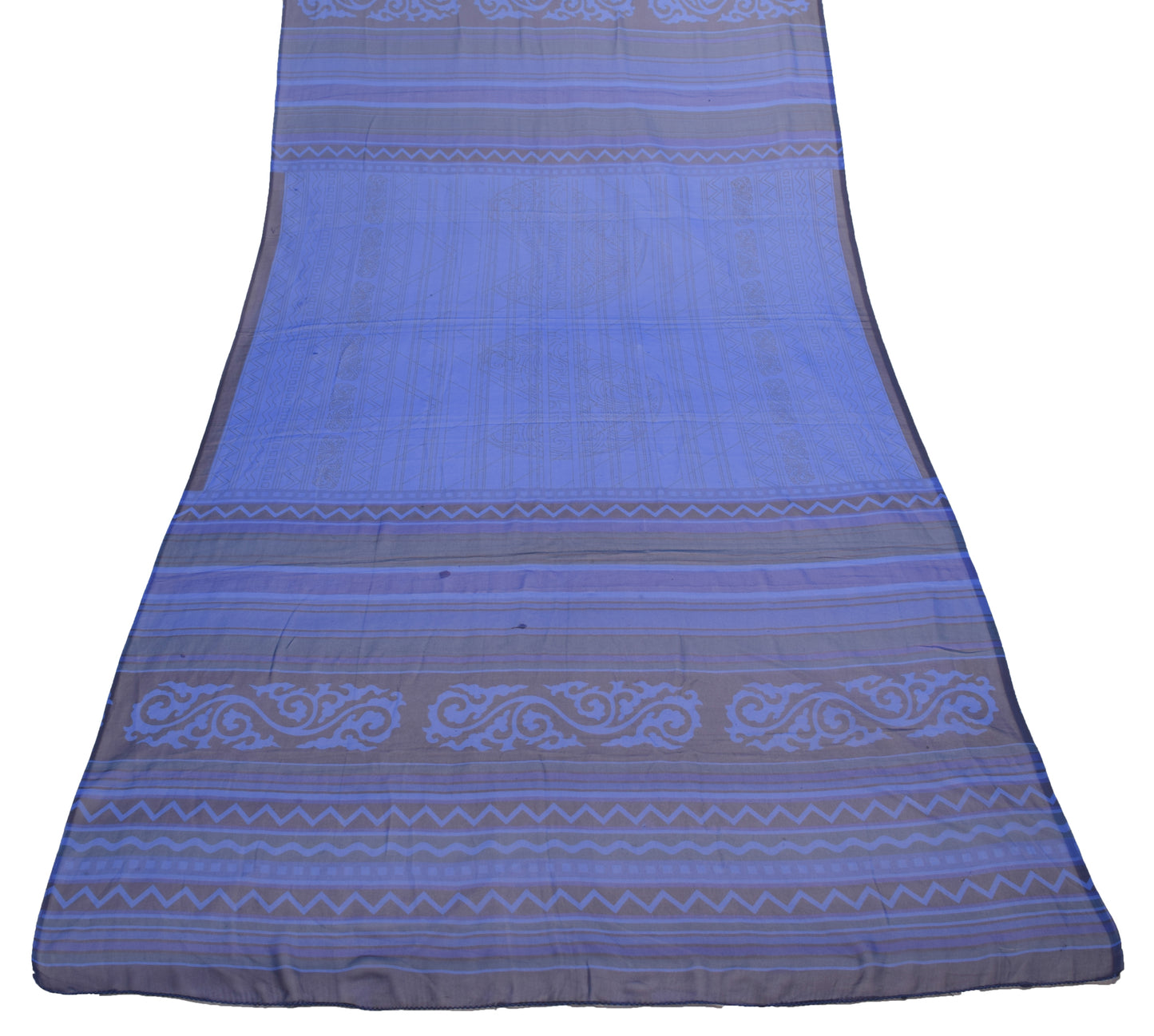 Sushila Vintage Blue Printed Dupatta Blend Georgette Silk Women Long Stole Wrap